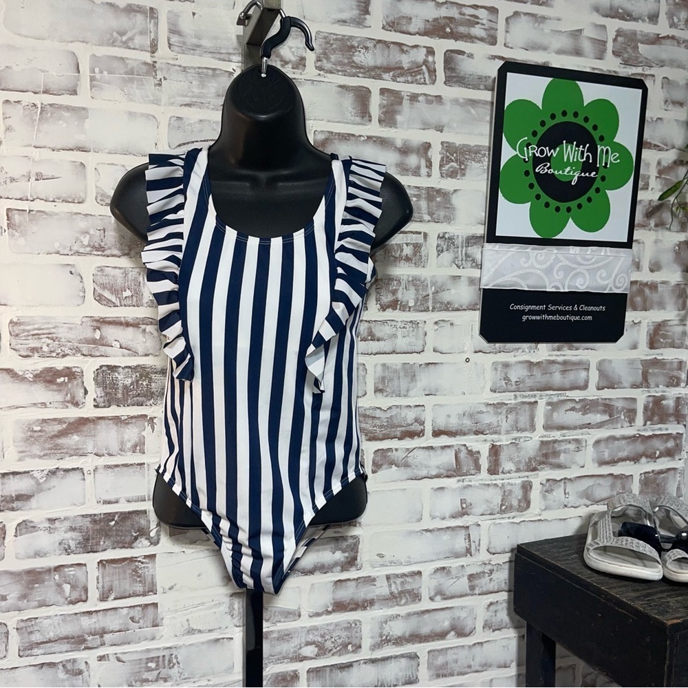 Wonder Nation Navy and White Swimsuit 10/12+